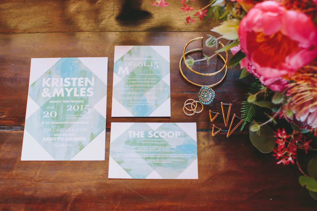 wedding invitations at Casitas Estate Wedding by Sandcastle Celebrations Wedding Planning