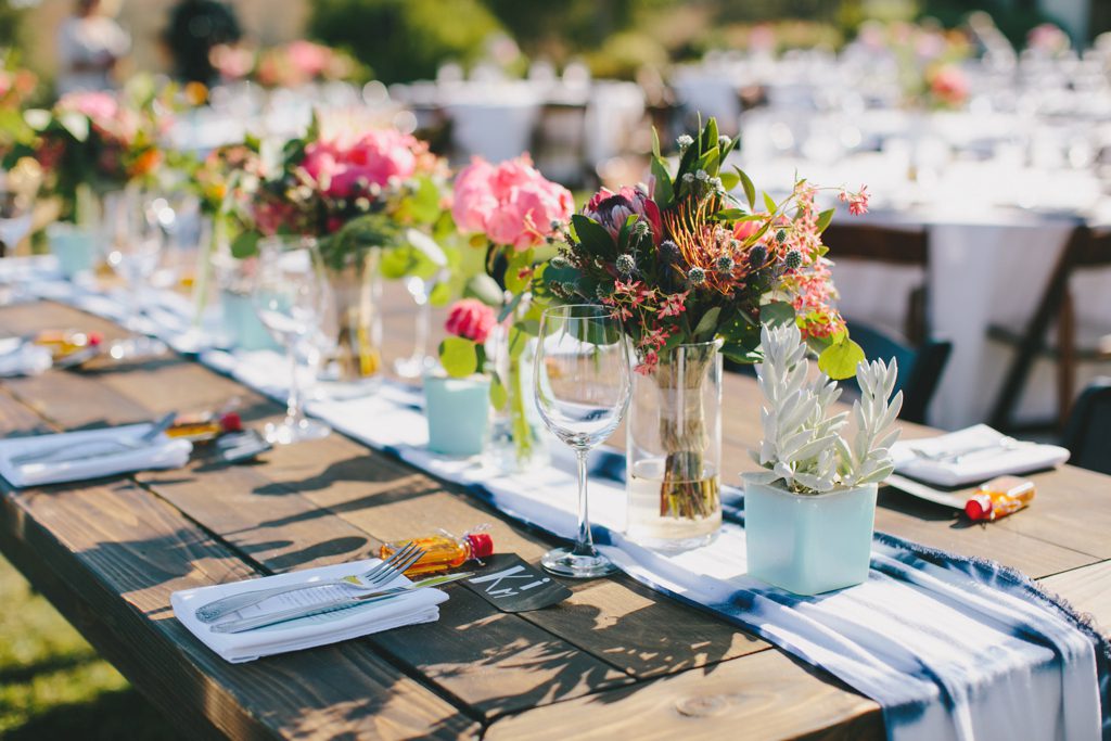 table scape at Casitas Estate Wedding by Sandcastle Celebrations Wedding Planning