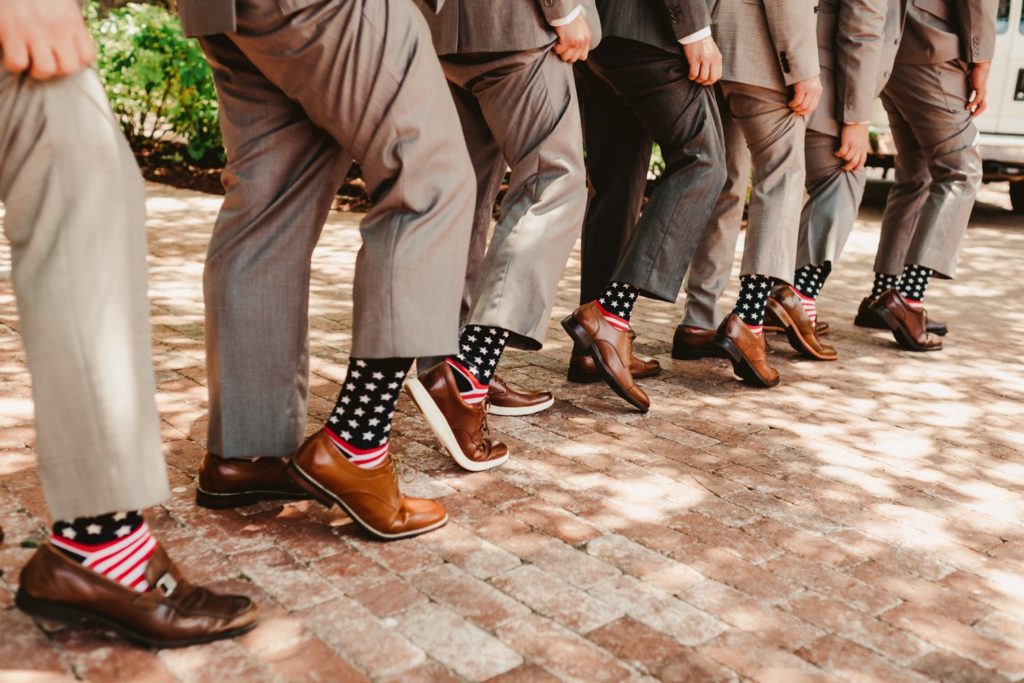 American Flag Socks on Groomsmen Photo