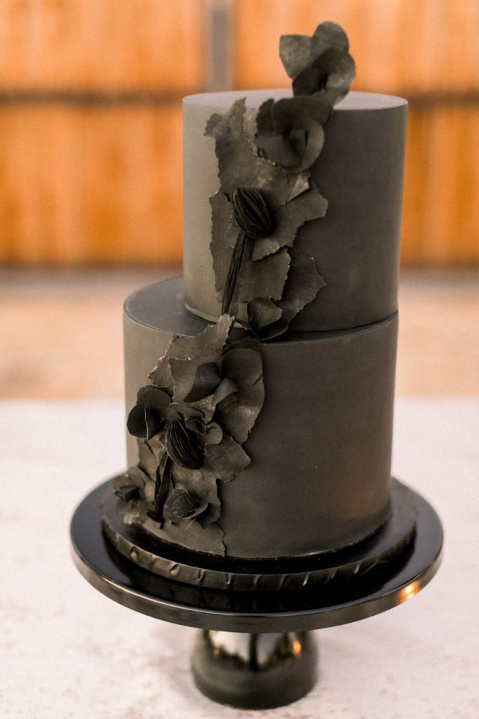 Edgy Modern Black wedding cake