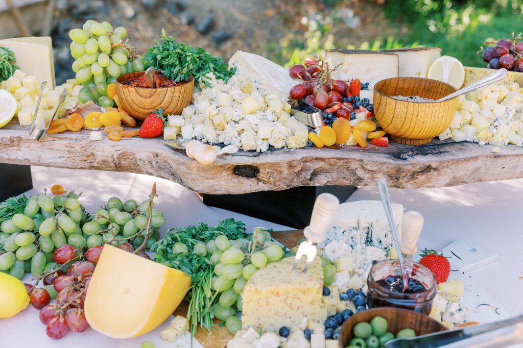 fruit and cheese at La Cuesta Ranch Wedding Designed by Janet Tacy of San Luis Obispo Wedding Planner Sandcastle Celebrations captured by Jen Rodriguez Photography