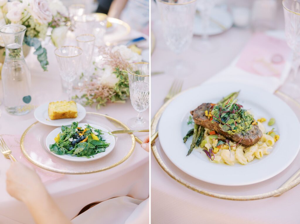 Farm to table makes stunning platted dinners at La Cuesta Ranch Wedding Designed by Janet Tacy of San Luis Obispo Wedding Planner Sandcastle Celebrations captured by Jen Rodriguez Photography