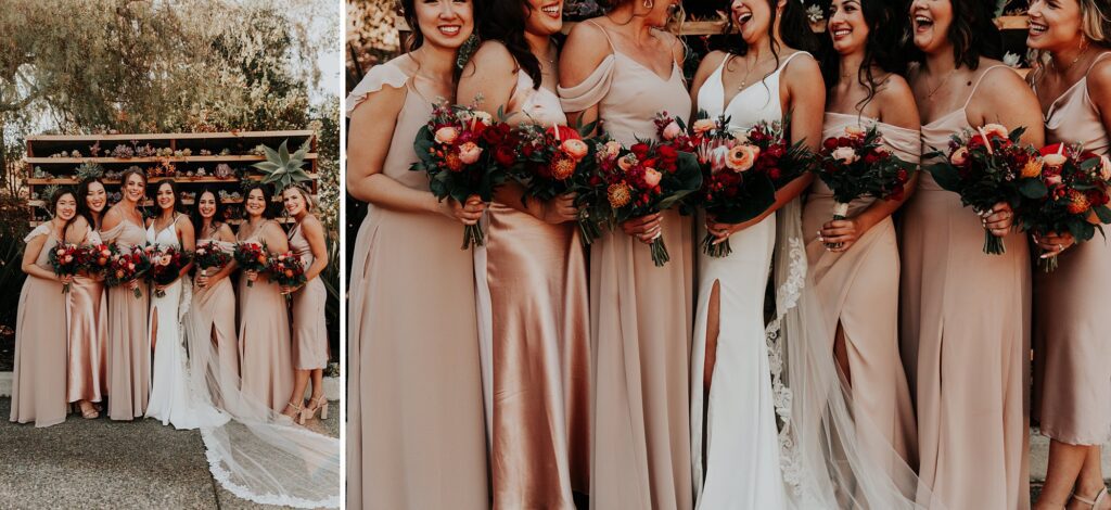 Bride with bridesmaids at Japanese infused wedding at the Arroyo Grande Casitas Estate Wedding by SLO Wedding Planner Sandcastle Celebrations