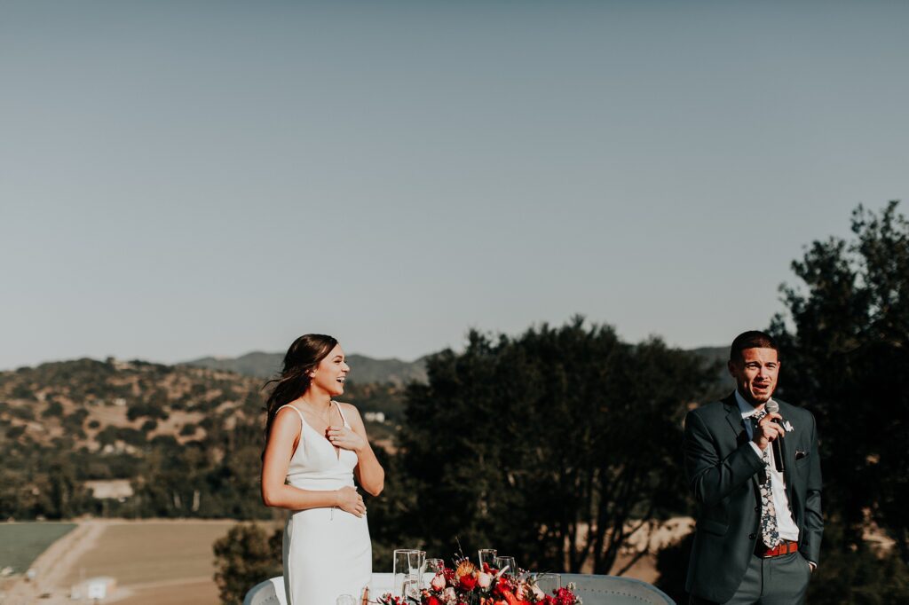 Welcome toast at Japanese infused wedding at the Arroyo Grande Casitas Estate Wedding by SLO Wedding Planner Sandcastle Celebrations