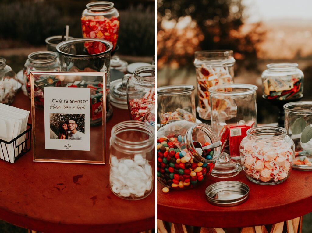 Desert candy table at Japanese infused wedding at the Arroyo Grande Casitas Estate Wedding by SLO Wedding Planner Sandcastle Celebrations