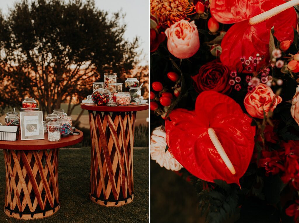 Tropical desert table at Japanese infused wedding at the Arroyo Grande Casitas Estate Wedding by SLO Wedding Planner Sandcastle Celebrations