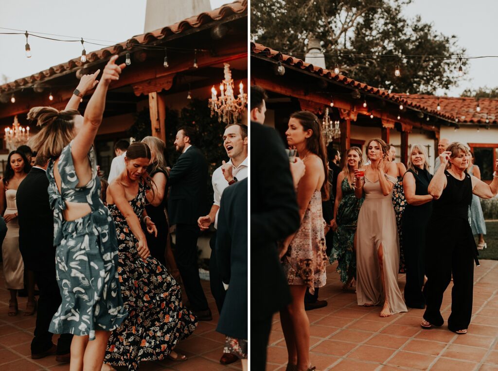 Guests dance at Japanese infused wedding at the Arroyo Grande Casitas Estate Wedding by SLO Wedding Planner Sandcastle Celebrations